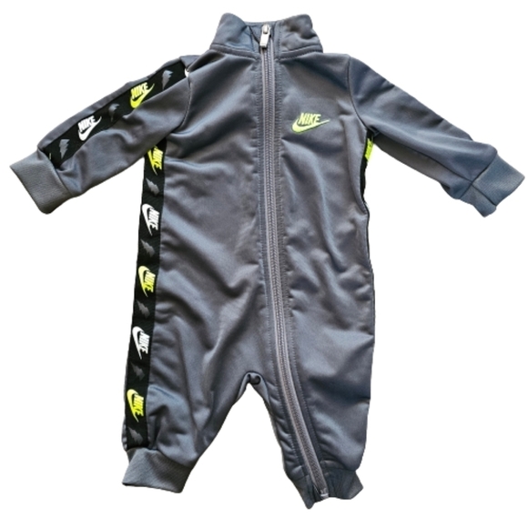 Nike Baby Boys Long Sleeve Tricot Taping Coverall - charcoal gray, black, neon - Picture 2 of 7